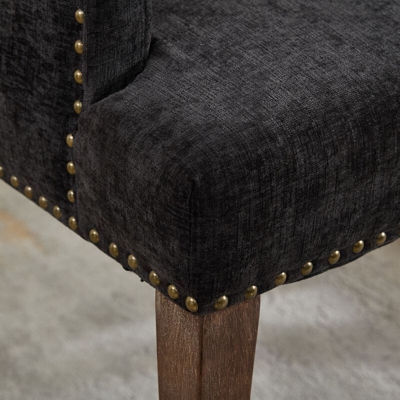 Upholstered Chenille Fabric Accent Dining Chair, Elegant Tufted Club Dining & Kitchen Armchair image number 7