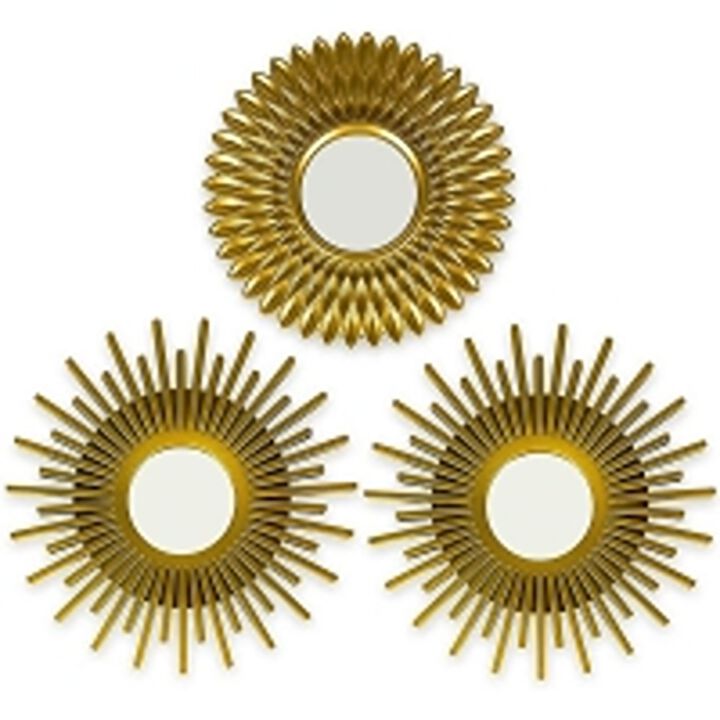 Round Wall Mirrors, 3-Piece Gold, Metal Frame, Modern Bedroom Decor