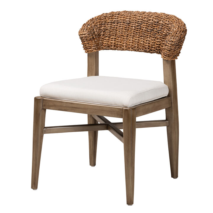 Bali & Pari Chloe Modern Walnut Brown Finished Mahogany Wood and Natural Dining Chair