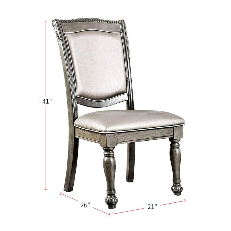 Simple Relax Set of 2 Leatherette Side Chairs in Gray and Silver image number 3
