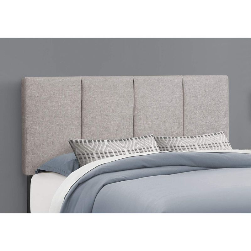 Monarch Specialties I 6025Q Bed, Queen Size, Platform, Bedroom, Frame, Upholstered, Linen Look, Grey, Transitional image number 3