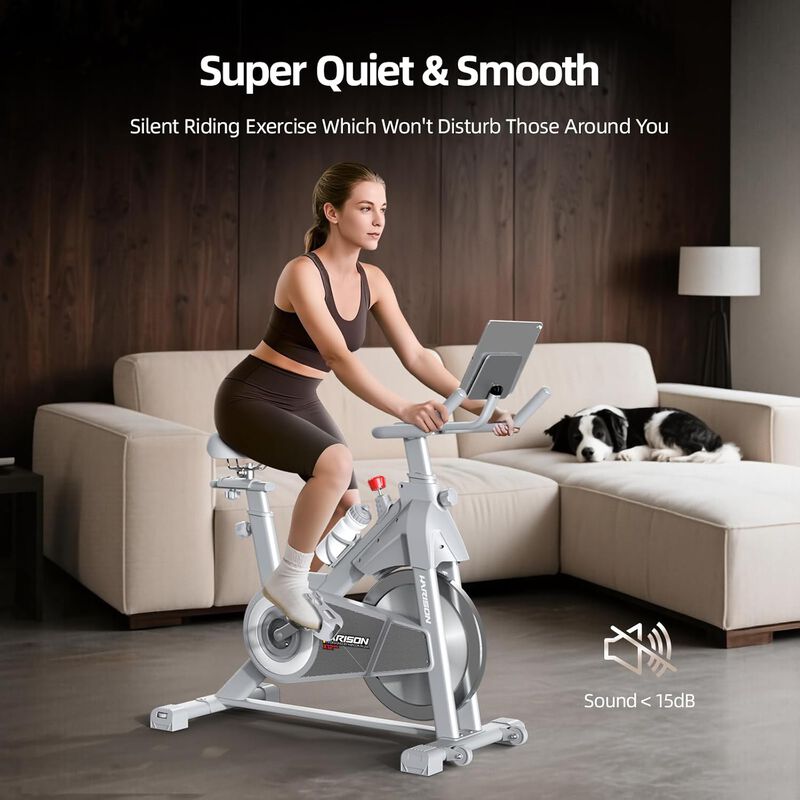 HARISON Magnetic Exercise Bike for Home 380 LB Capacity with Bluetooth, Stationary Bike with iPad Holde (HR-X12 Sliver) image number 2