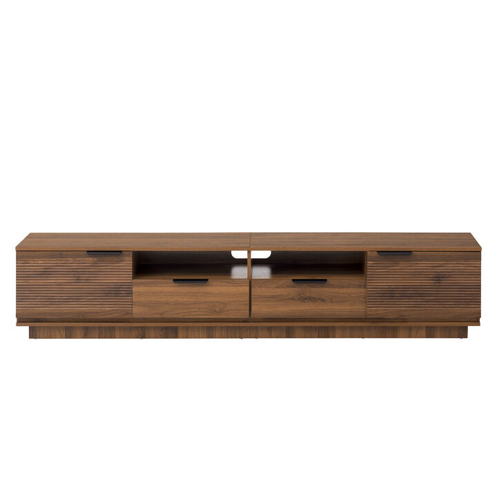 Merax Entertainment Center with Wave-Pattern Panels, Drawers & Shelves, Cable Management