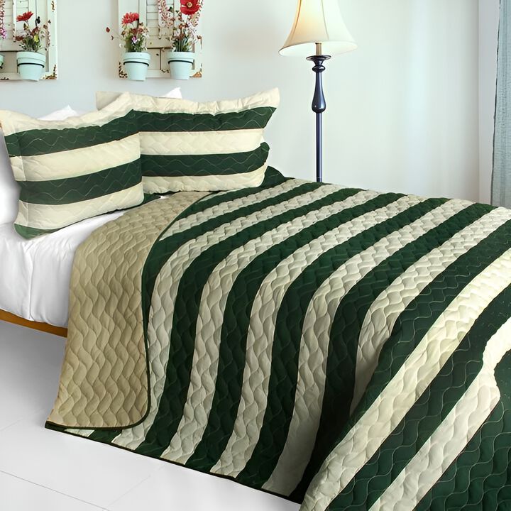 3-Piece Vermicelli Quilted Patchwork Quilt Set Soft Bedding