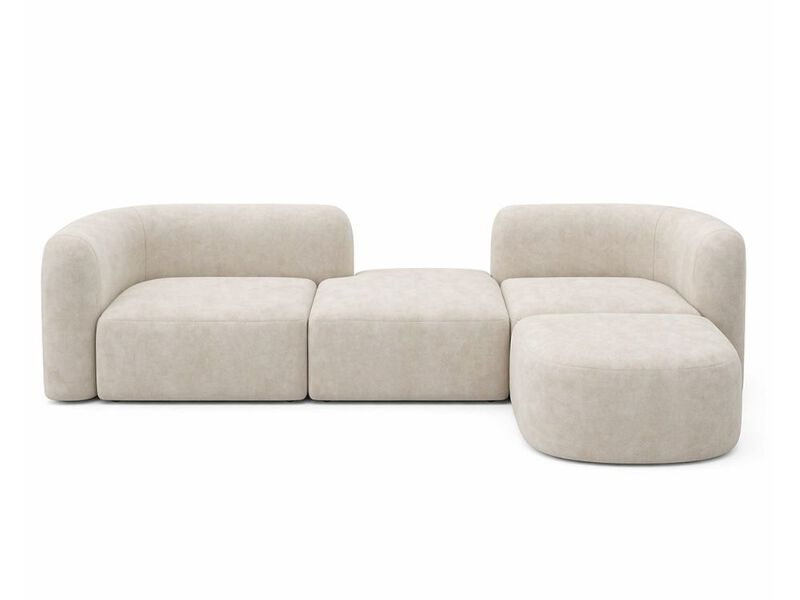 Luxury Modern Velvet Sofa 4 Seater Curved Back Minimalist Comfy Couch Cream Living Room image number 0