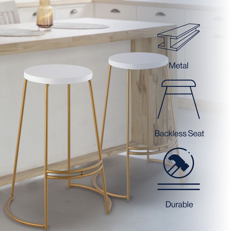 Hula 28.75" Modern Designer Iron Curved Backless Bar Stool