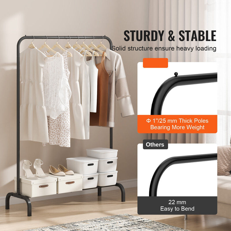 Freestanding Clothes Rack with Hanging Bar and Bottom Storage Organizer image number 4