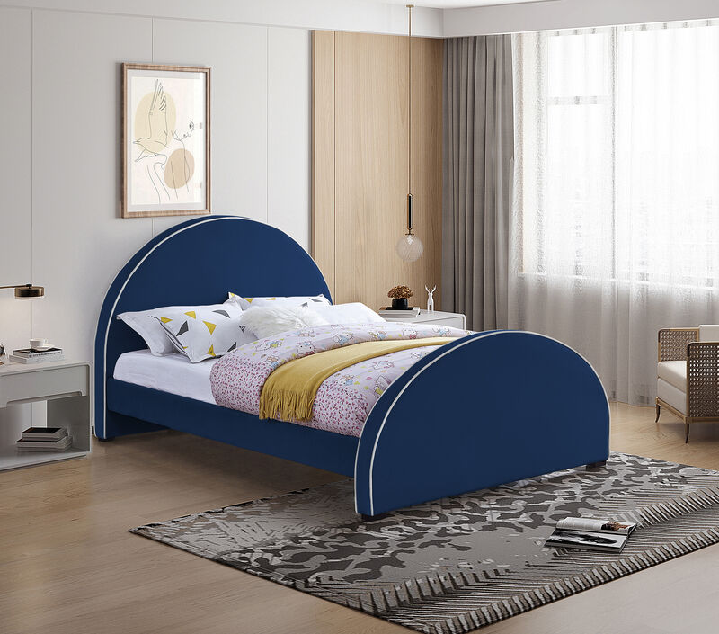 Meridian Furniture Brody Navy Velvet Queen Bed