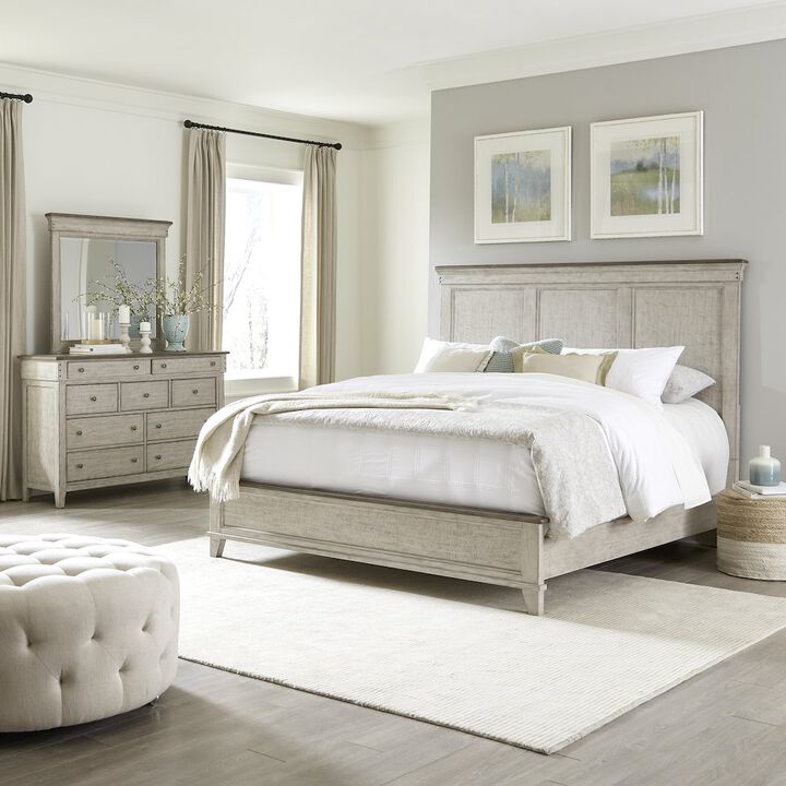 Liberty Furniture Queen Panel Bed, Dresser & Mirror in Poplar Solids w/ Pine & Alder Veneers