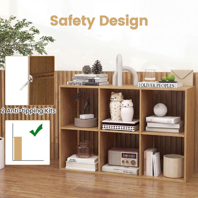 Large 6 Cube Storage Shelf with Back Guardrail for Bedroom image number 5