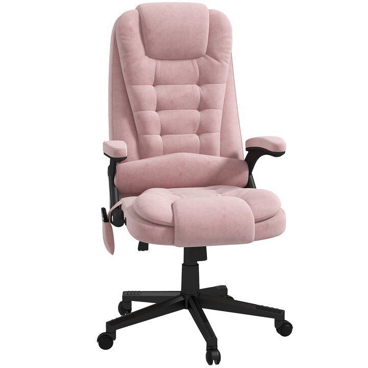 Pink 6-Point Vibrating Massage Chair: Heated, High Back, Remote