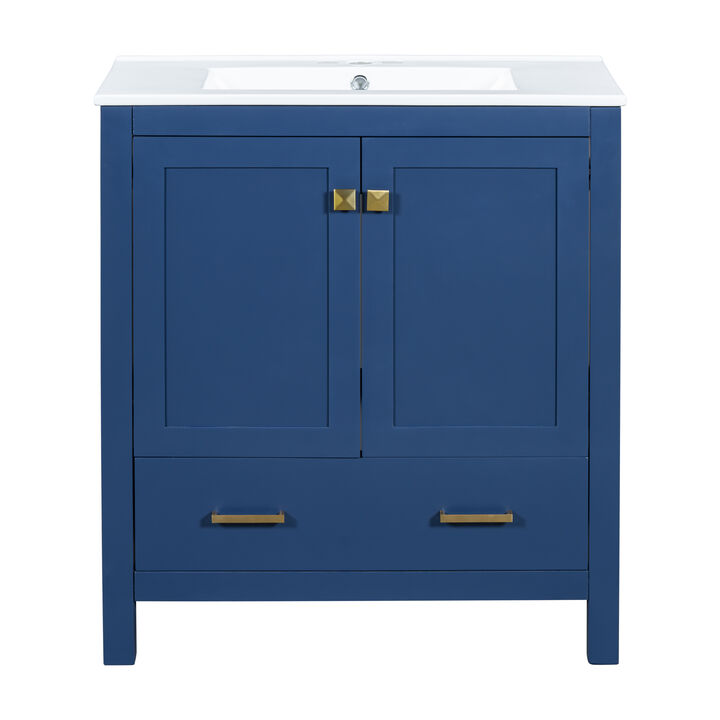 Contemporary 30-Inch Bathroom Vanity with Soft Close Doors and Drawer