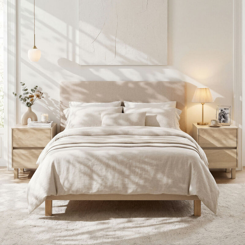Set of 2 Contemporary Wooden End Tables with Storage Drawers for Sofa and Bedroom Use-Natural image number 4