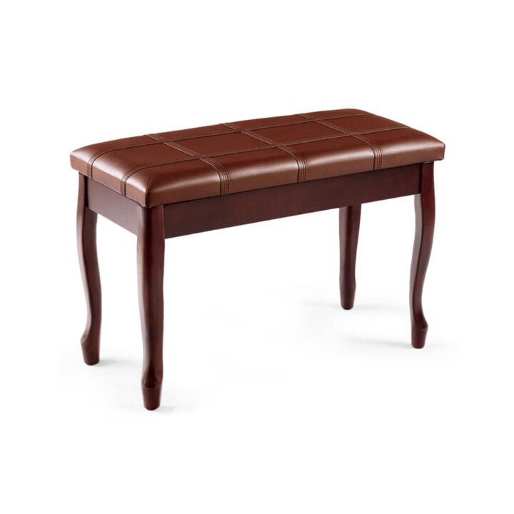 Hivvago Solid Wood PU Leather Piano Bench with Storage