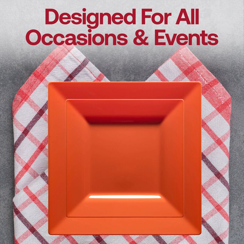 Burnt Orange Square Plastic Plates Wedding Value Set (30 Sets) image number 6