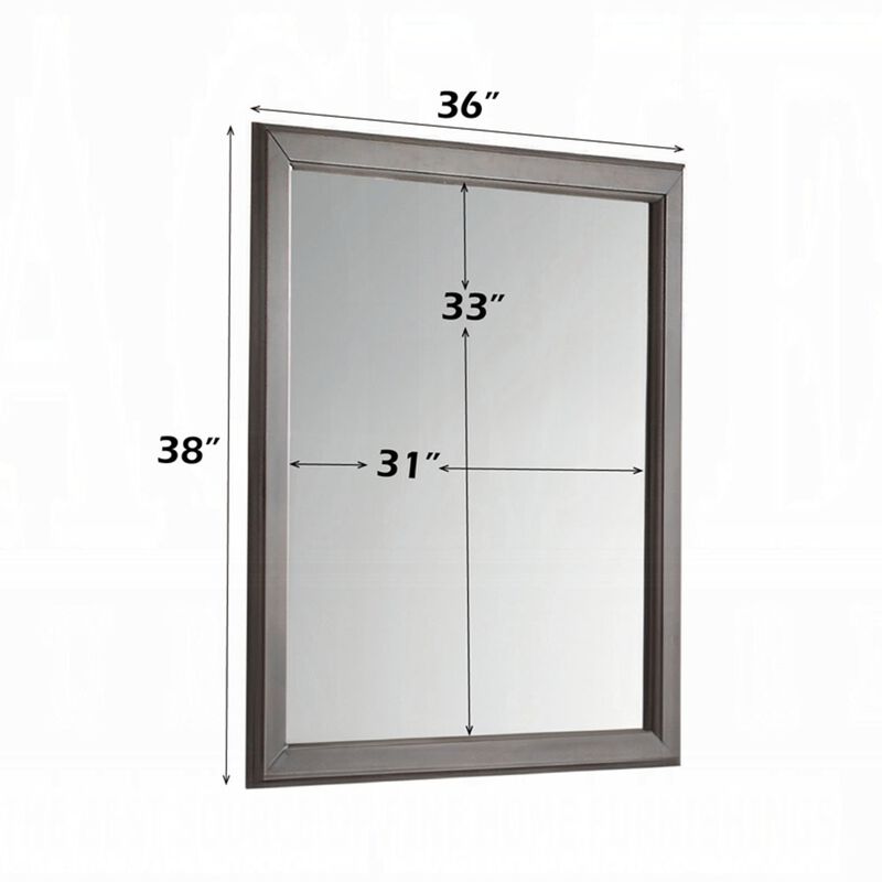 Zyna Accent Dresser Mirror, Modern Gray Wood, 36x38 Rectangular Frame image number 4