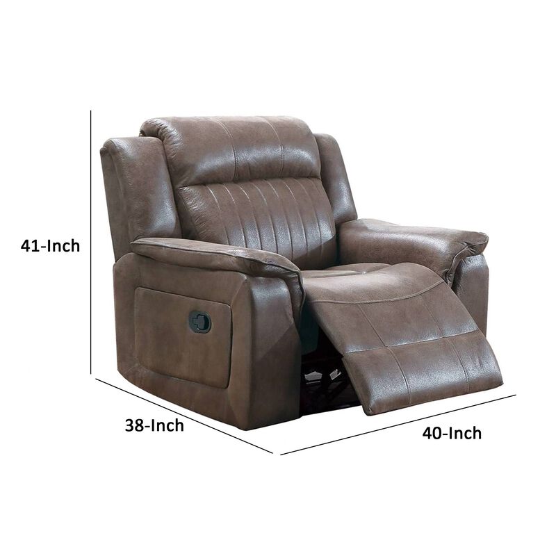 Oya 40 Inch Power Recliner Chair, Pull Tab Mechanism, Rich Brown Leather-Benzara image number 5