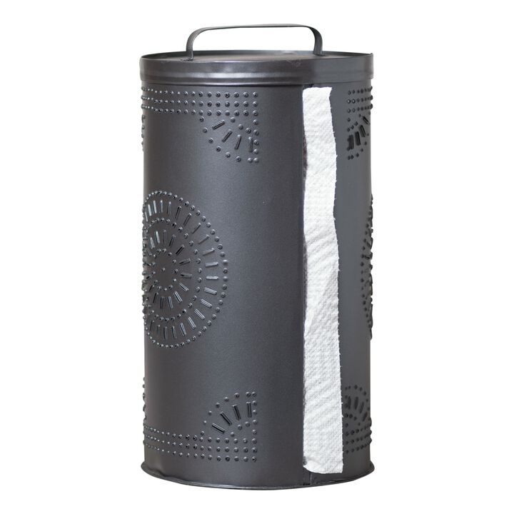 Smokey Black Punched Tin Paper Towel Dispenser 135 Inch Farmhouse Decor