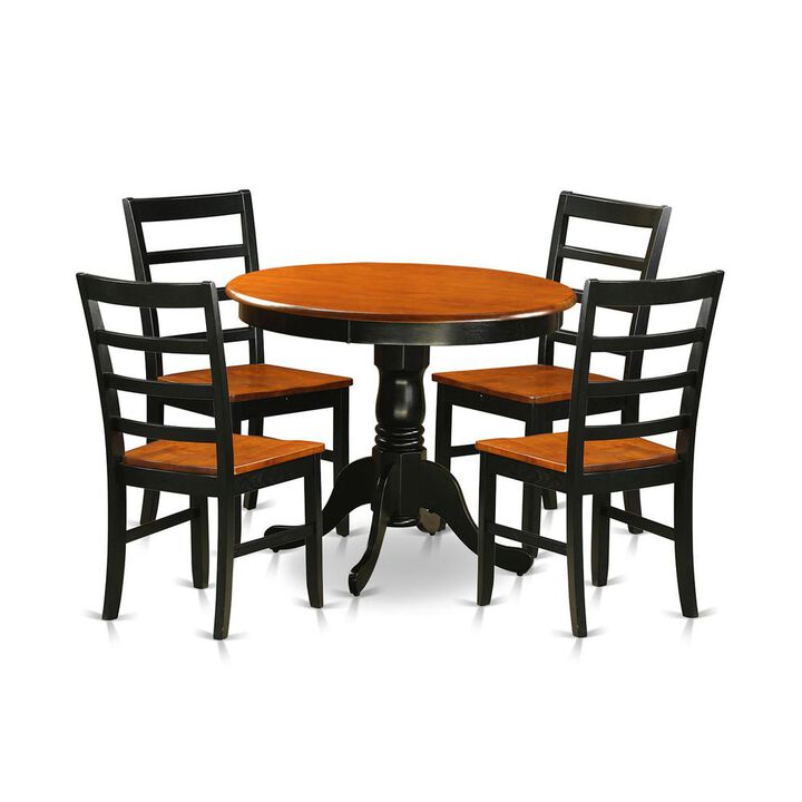 Dining furniture set - 5 Pcs with 4 Wooden Chairs in Black