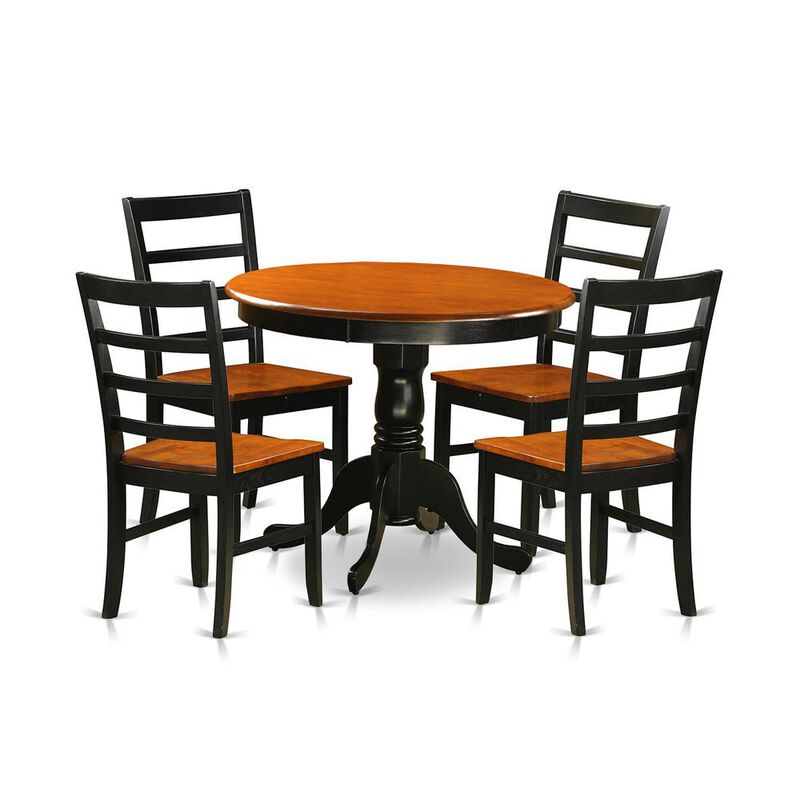Dining furniture set - 5 Pcs with 4 Wooden Chairs in Black