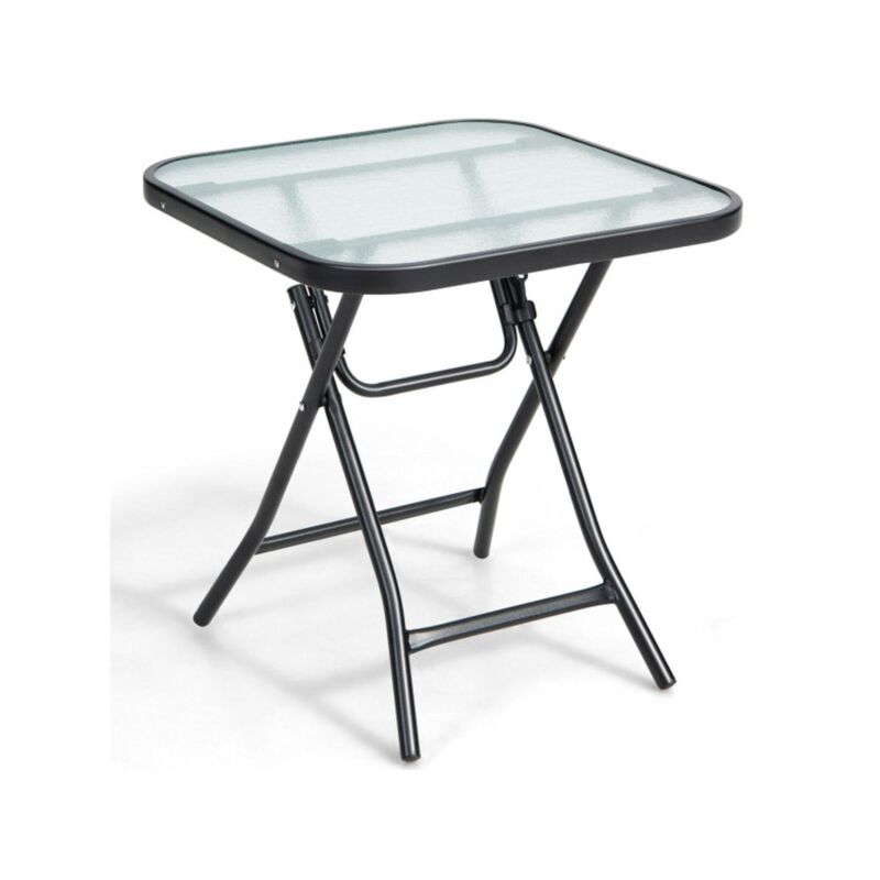 Hivvago 18 Inch Square Patio Bistro Table with Rustproof Frame