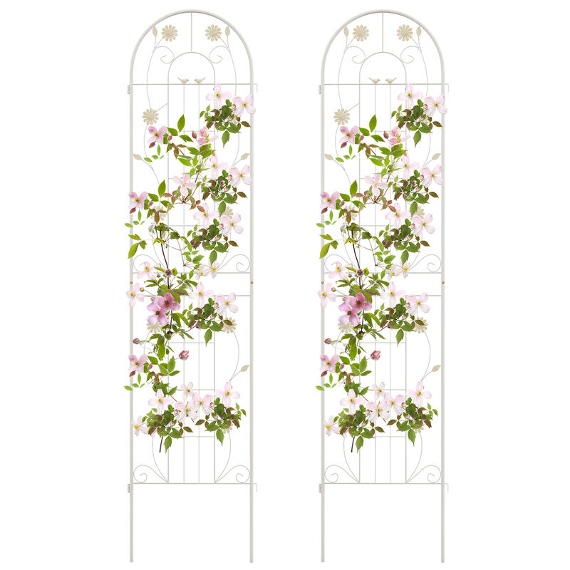 2 Pack 86.5 x 20 Inches Metal Garden Trellis for Climbing PlantsWhite