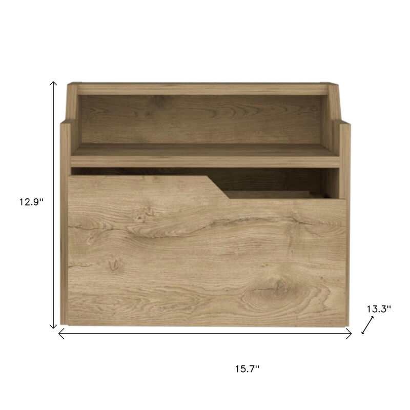 HomeRoots 16" Beige Wood One Drawer Floating Nightstand image number 4