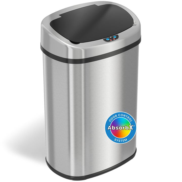iTouchless 13 Gallon Stainless Steel Oval Sensor Trash Can