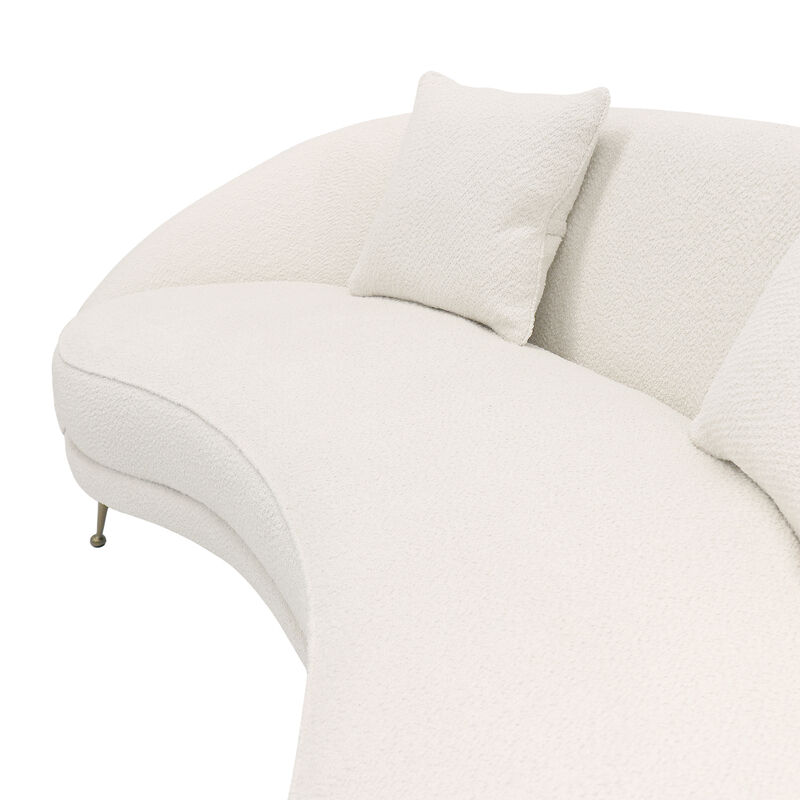 Pasargad Home Luna Collection Textured Fabric Curved Sofa image number 6