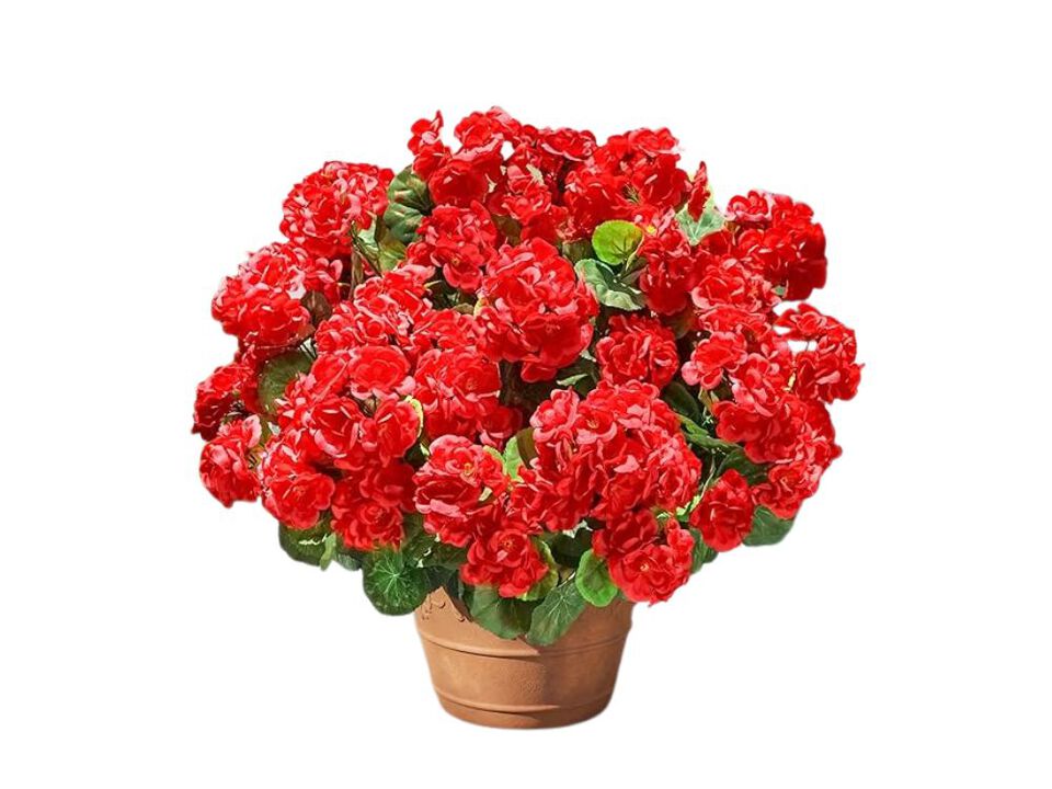 6 Bundle Red Artificial Outdoor Plants UV Resistant Garden Porch Decor