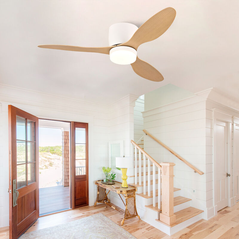 ELEMENT ACE 42-Inch Ultra-Slim Flush-Mount Ceiling Fan with Light, 6-Speed Adjustable Reversible Quiet DC Motor, Remote Control for Indoor and Outdoor Use in Bedrooms, Patios, Living Areas image number 9