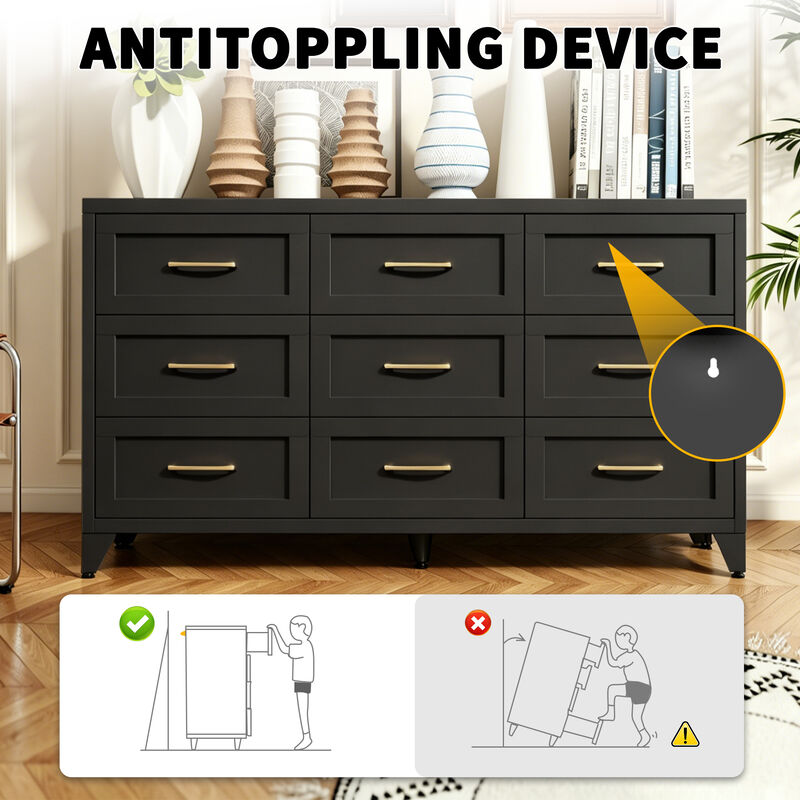 Kankes 9 Drawer Metal Dresser image number 5