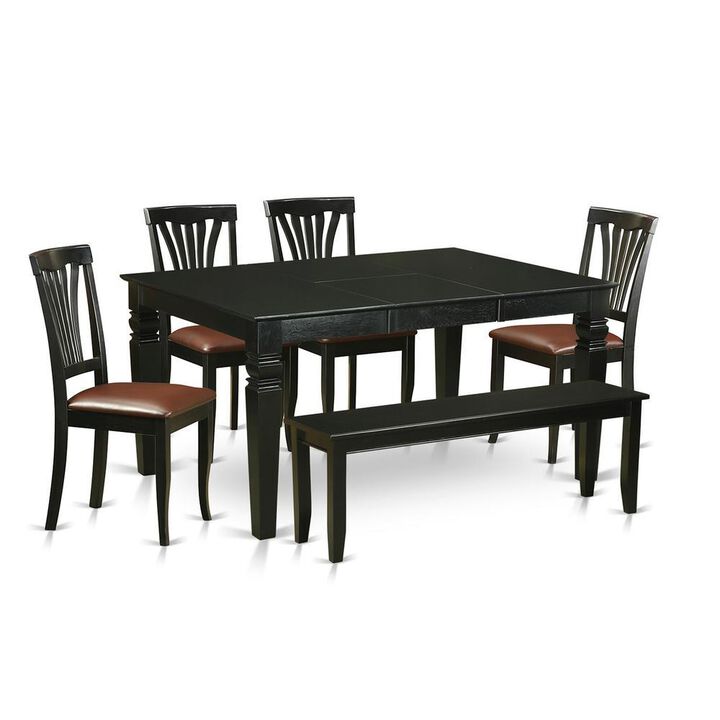 6 PC dinette set - Kitchen Table and 4 dinette Chairs coupled with Bench