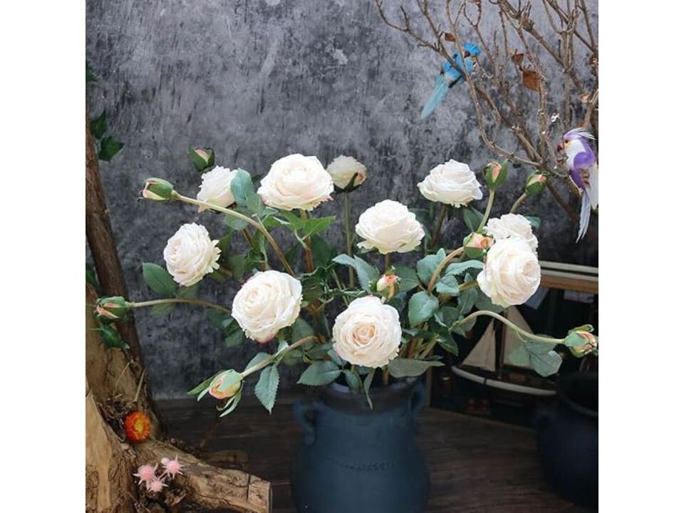 10 Piece White Artificial Rose Flower Stems Long Stem Wedding Centerpiece Decor