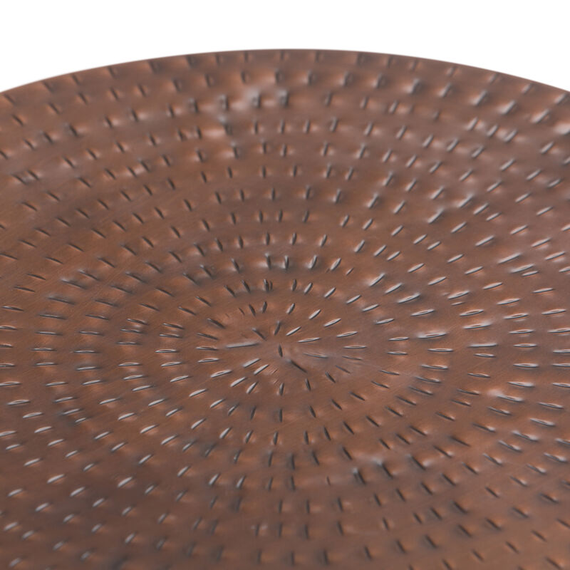 Griffen Industrial 19 inch Wide Metal Storage Accent Side Table in Antique Copper, Fully Assembled