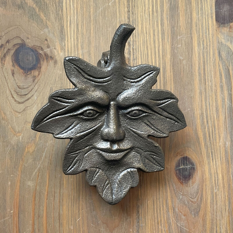 Bronze Finish Cast Iron Leaf Face Door Knocker - Artistic Entry Decor image number 5