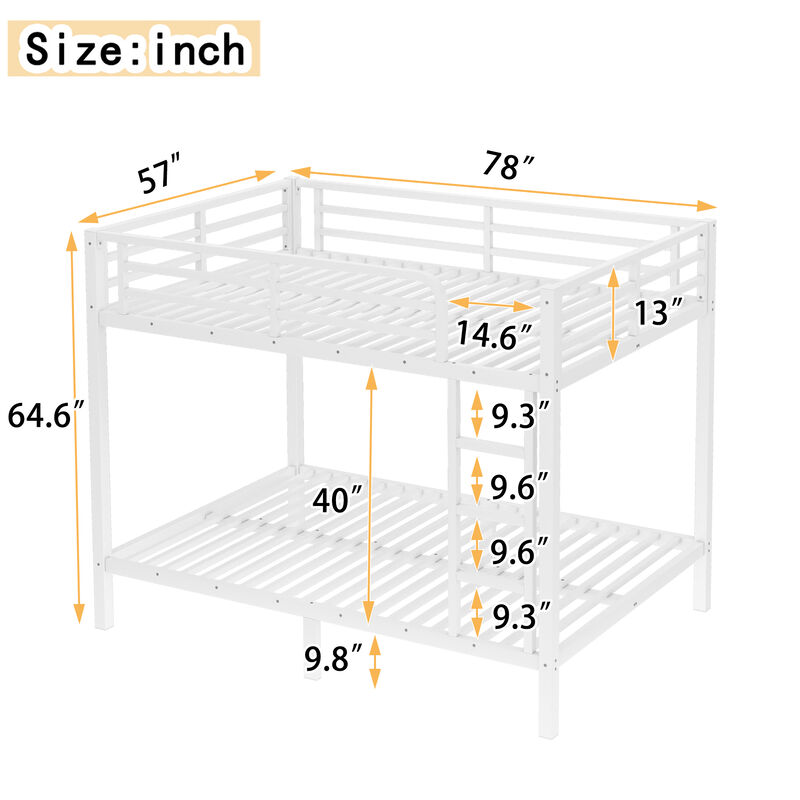 Merax White Queen Metal Loft Bed with Desk, Wardrobe & Storage - Space-Saving Teen Room Furniture