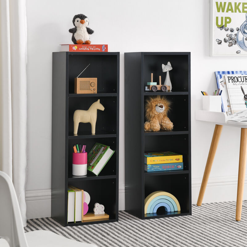 70.9 in.Tall Wood 4-Shelf Standard Bookcase with Shelves (Set of 2)