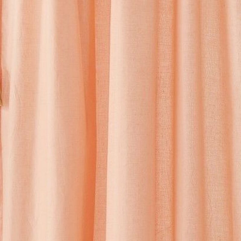 Xumi 4 Piece Window Curtain, 2 Panels with Tie Backs, Coral Pink Finish - Benzara
