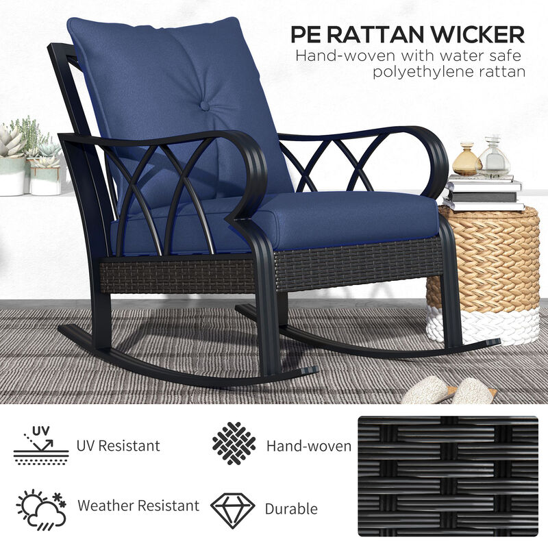Hivvago Wicker Rocking Chair Set with Padded Seating for Outdoors image number 3
