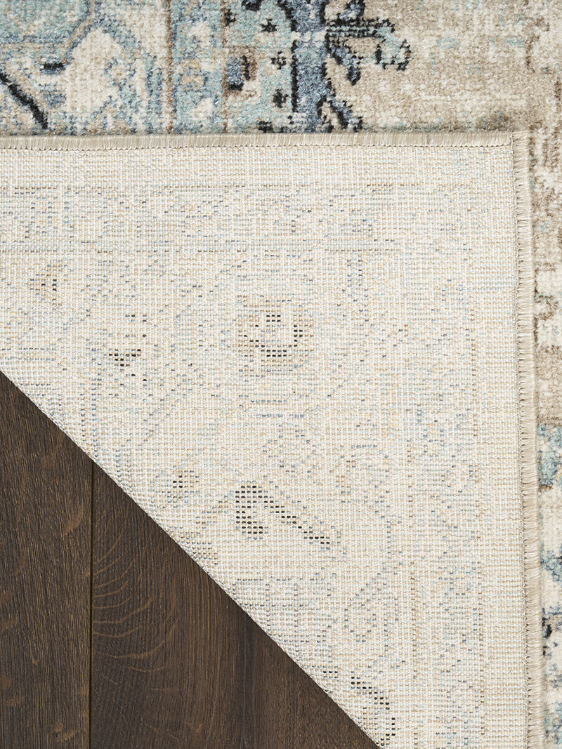 Washable Decor WSD12 Taupe/Blue 6'7" x 9' Rug