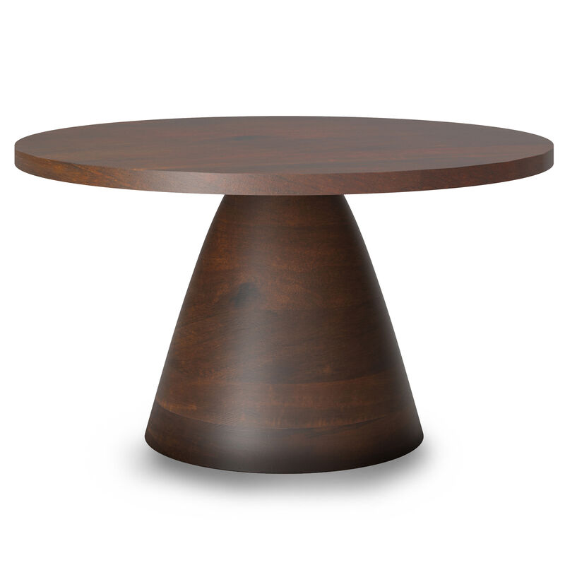 Winnie SOLID ACACIA WOOD 30 inch Wide Round Modern Coffee Table in Walnut, Fully Assembled