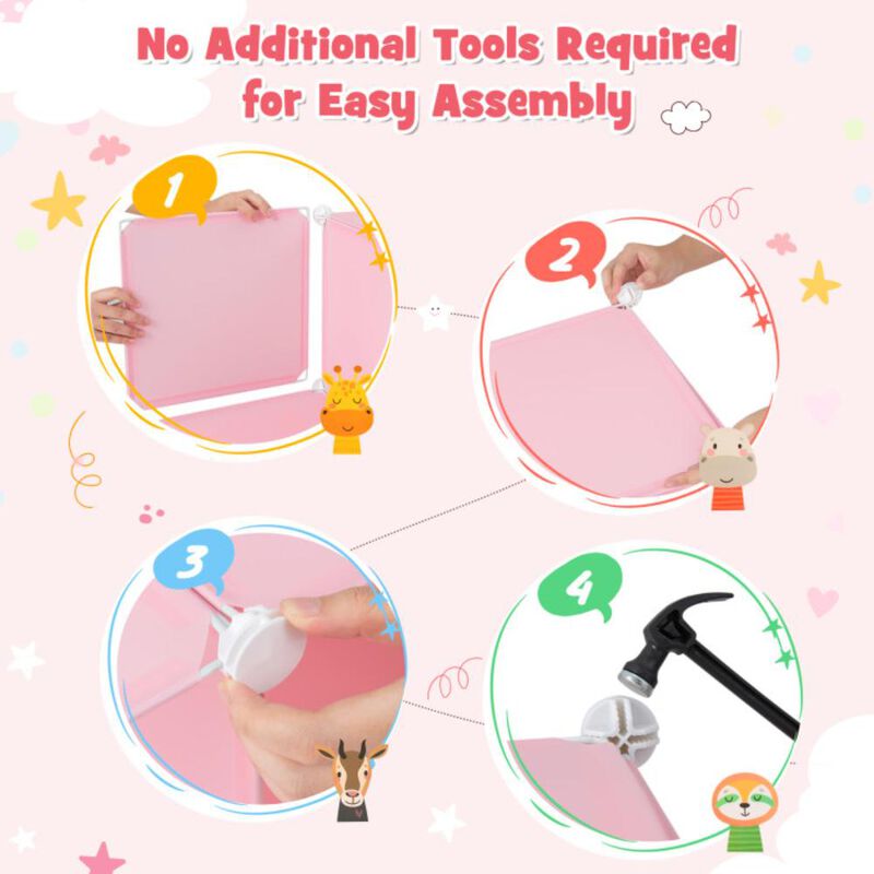 Hivvago 12 Cube Kids Wardrobe Closet with Hanging Section and Doors