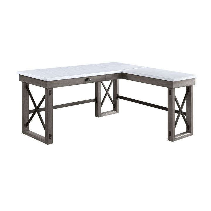 Talmar Writing Desk w/Lift Top in Marble Top & Weathered Gray Finish OF