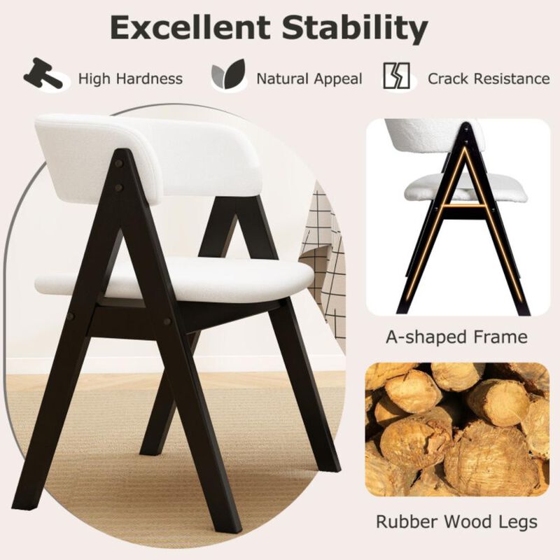 Hivvago Wooden Dining Chair Set of 4 Mid-Century Modern Sherpa Upholstered Kitchen Dining Room Chairs