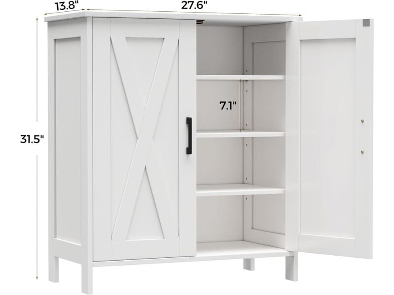 Entryway Wood Shoe Storage Cabinet 5 Tier Adjustable Shelves Closet White image number 2