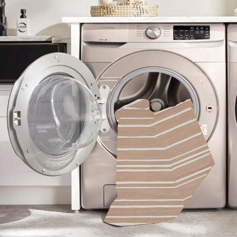 Linon Outdoor Washable Weston Tan & Ivory, Rug image number 4