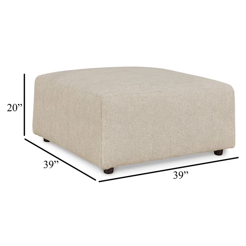 Felo Square Accent Ottoman, 39 Inch Modern Beige Polyester Cushioned
