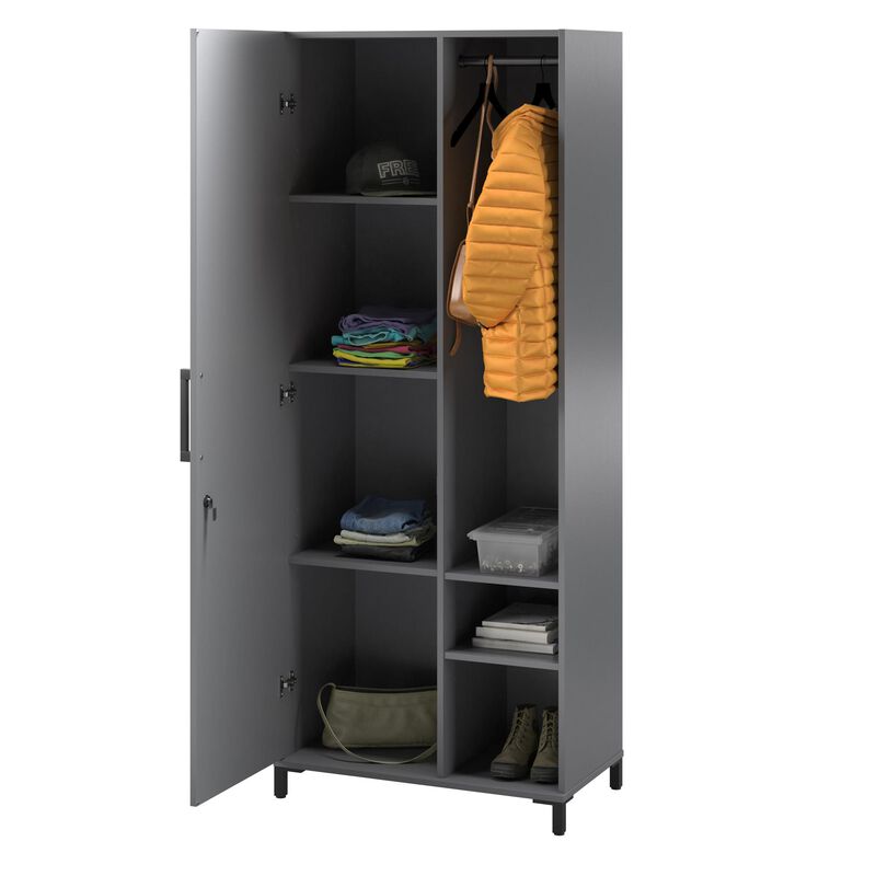 Shelby Tall Garage Storage Cabinet with 1 Door and Hang Rod