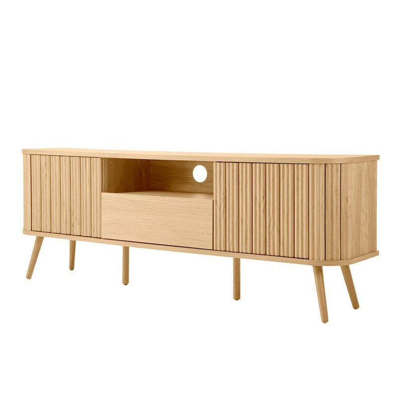 Jonathan Y Damien Farmhouse Curved TV Stand